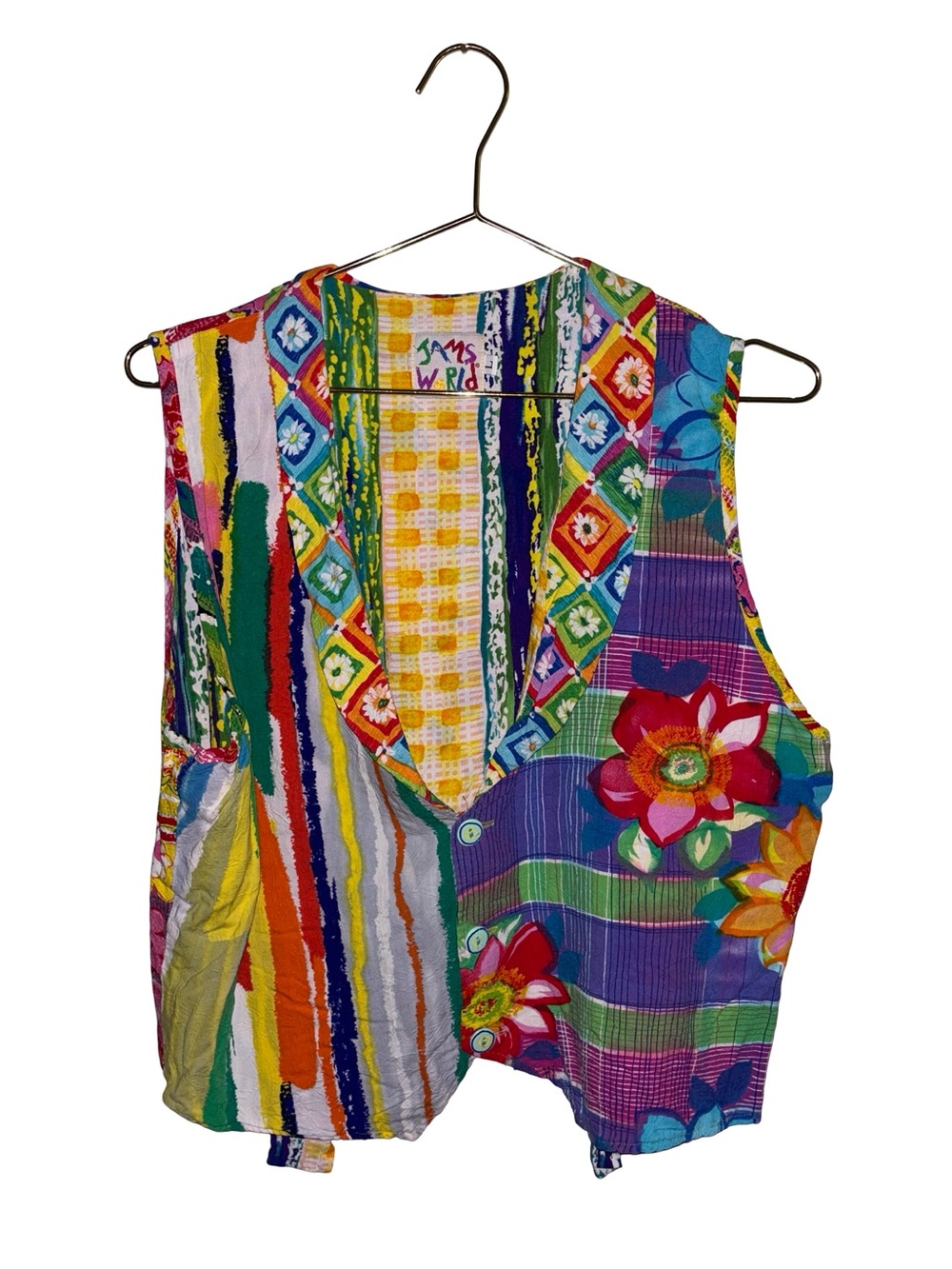 Vintage 90’s Jams World Colorful Patchwork Floral Vest Large‎